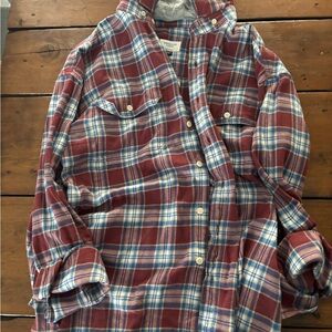 AE Red and Blue Plaid Button-Up Shirt